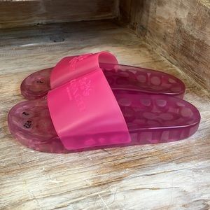 💓Coach Ulyssa Rubber Logo Slides Jelly Bold Pink size 8